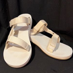 Teva white flat slide sandals